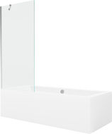 Mexen Cube obdélníková vana 180 x 80 cm s obložením a 1křídlovou zástěnou 80 cm, transparentní, chrom