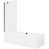 Mexen Cube obdélníková vana 180 x 80 cm s obkladem a 1křídlým zástěnou 80 cm, transparentní, černá
