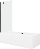 Mexen Cube obdélníková vana 180 x 80 cm s obkladem a 1-křídlovým paravanem 80 cm, transparentní, černá