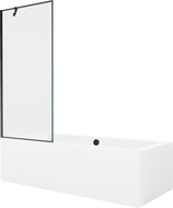 Mexen Cube obdélníková vana 180 x 80 cm s panelem a jednokřídlou zástěnou 80 cm, černý vzor - 550518080X9508007070