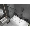 Mexen Cube obdélníková vana 180 x 80 cm s krytem a 1-křídlovou zástěnou 80 cm, černý vzor - 550518080X9508007077