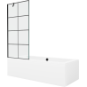 Mexen Cube obdélníková vana 180 x 80 cm s krytem a 1-křídlovou zástěnou 80 cm, černý vzor - 550518080X9508007077