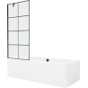 Mexen Cube obdélníková vana 180 x 80 cm s opláštěním a 1-křídlovou zástěnou 80 cm, černý vzor