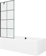 Mexen Cube obdélníková vana 180 x 80 cm s krytem a 1-křídlovou zástěnou 80 cm, černý vzor - 550518080X9508007077