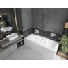 Mexen Cube obdélníková vana 180 x 80 cm s panelem a jednokřídlou zástěnou 90 cm, transparentní, chrom