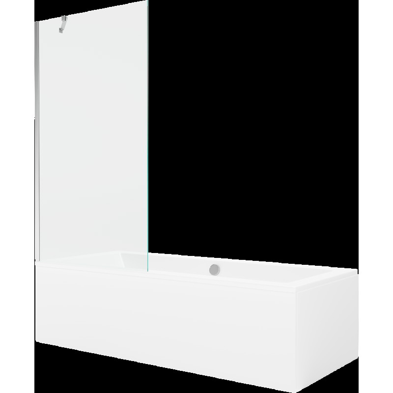 Mexen Cube obdélníková vana 180 x 80 cm s pláštěm 1-křídlovou zástěnou 90 cm, Průhledné, Chromovaná - 550518080X9509000001