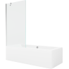 Mexen Cube obdélníková vana 180 x 80 cm s krytem a jednokřídlou zástěnou 90 cm, transparentní, chrom