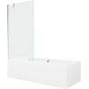 Mexen Cube obdélníková vana 180 x 80 cm s panelem a jednokřídlou zástěnou 90 cm, transparentní, chrom