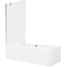 Mexen Cube obdélníková vana 180 x 80 cm s obkladem a 1-křídlovou zástěnou 90 cm, transparentní, zlatá