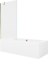 Mexen Cube obdélníková vana 180 x 80 cm s krytem a 1křídlovou zástěnou 90 cm, transparentní, zlatá