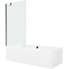 Mexen Cube obdélníková vana 180 x 80 cm s obložením a jednokřídlou zástěnou 90 cm, transparentní, černá