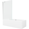Mexen Cube obdélníková vana 180 x 80 cm s obložením a 1-křídlovou zástěnou 100 cm, transparentní, chrom