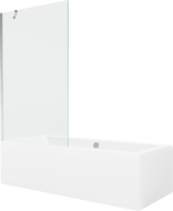 Mexen Cube obdélníková vana 180 x 80 cm s krytem a 1-křídlovou zástěnou 100 cm, transparentní, chrom