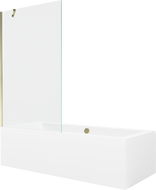 Mexen Cube obdélníková vana 180 x 80 cm s krytem a 1křídlovou zástěnou 100 cm, transparentní, zlatá