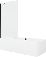 Mexen Cube obdélníková vana 180 x 80 cm s krytem a jednokřídlým paravanem 100 cm, transparentní, černá - 550518080X9510000070