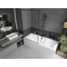 Mexen Cube obdélníková vana 180 x 80 cm s krytem a 1-křídlovou zástěnou 100 cm, černý vzor - 550518080X9510007070