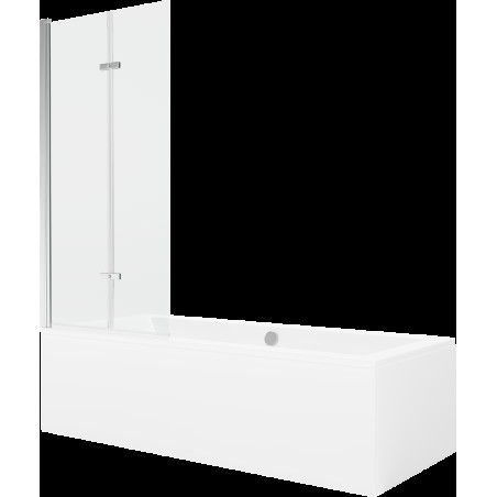 Mexen Cube obdélníková vana 170 x 80 cms pláštěm 2-křídlovou zástěnou 80 cm, Průhledné, Chromovaná - 550517080X9208020100