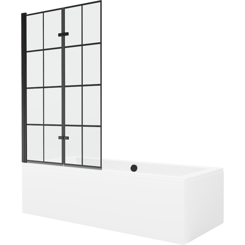 `Mexen Cube obdélníková vana 180 x 80 cms pláštěm 2-křídlovou zástěnou 100 cm, Černý vzor - 550518080X92100027077
