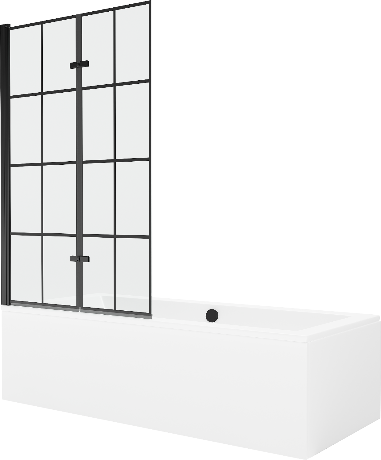 `Mexen Cube obdélníková vana 180 x 80 cms pláštěm 2-křídlovou zástěnou 100 cm, Černý vzor - 550518080X92100027077