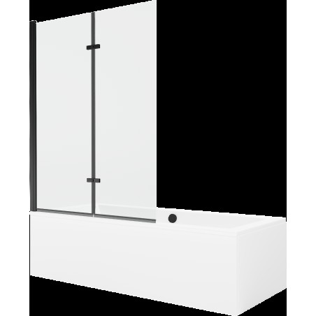 Mexen Cube obdélníková vana 180 x 80 cms pláštěm 2-křídlovou zástěnou 120 cm, Průhledné, Černá - 550518080X9212027000