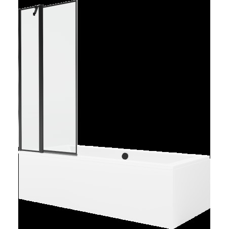 Mexen Cube obdélníková vana 170 x 80 cm s pláštěm 1-křídlovou zástěnou 80 cm, Černý vzor - 550517080X9408117070