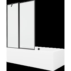 Mexen Cube obdélníková vana 170 x 80 cm s pláštěm 1-křídlovou zástěnou 120 cm, Černý vzor - 550517080X9412117070