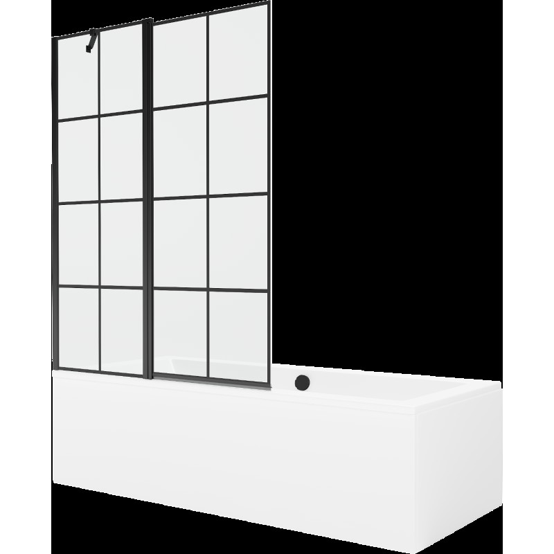 Mexen Cube obdélníková vana 170 x 80 cm s pláštěm 1-křídlovou zástěnou 120 cm, Černý vzor - 550517080X9412117077