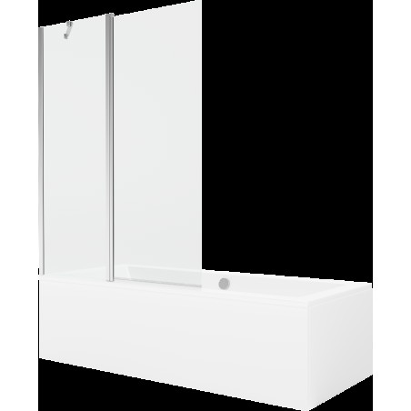 Mexen Cube obdélníková vana 180 x 80 cm s pláštěm 1-křídlovou zástěnou 120 cm, Průhledné, Chromovaná - 550518080X9412110100