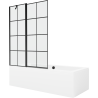Mexen Cube obdélníková vana 180 x 80 cm s pláštěm 1-křídlovou zástěnou 120 cm, Černý vzor - 550518080X9412117077