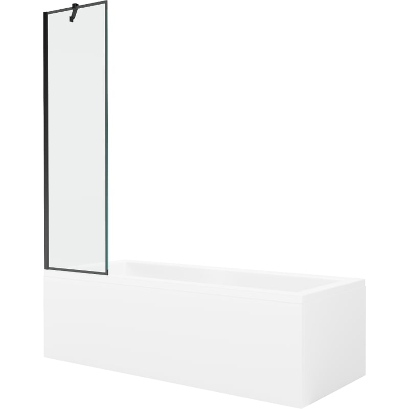 Mexen Cubik obdélníková vana 150 x 70 cm s opláštěním a 1-křídlovou zástěnou 50 cm, černý vzor