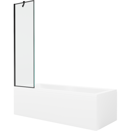 Mexen Cubik obdélníková vana 150 x 70 cm s opláštěním a 1-křídlovou zástěnou 50 cm, černý vzor