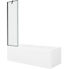 Mexen Cubik obdélníková vana 150 x 70 cm s opláštěním a 1-křídlovou zástěnou 50 cm, černý vzor