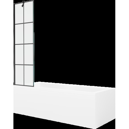 Mexen Cubik obdélníková vana 150 x 70 cm s pláštěm 1-křídlovou zástěnou 50 cm, Černý vzor - 550315070X9505007077