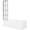 Mexen Cubik obdélníková vana 150 x 70 cm s obudovą a jednokřídlou zástěnou 50 cm, černý vzor - 550315070X9505007077