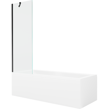 Mexen Cubik obdélníková vana 150 x 70 cm s obkladem a jednokřídlou zástěnou 60 cm, transparentní, černá