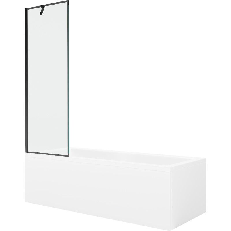 Mexen Cubik obdélníková vana 150 x 70 cm s panelem a 1-dílnou zástěnou 60 cm, černý vzor - 550315070X9506007070