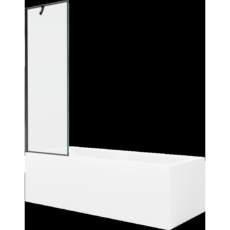 Mexen Cubik obdélníková vana 150 x 70 cm s pláštěm 1-křídlovou zástěnou 60 cm, Černý vzor - 550315070X9506007070