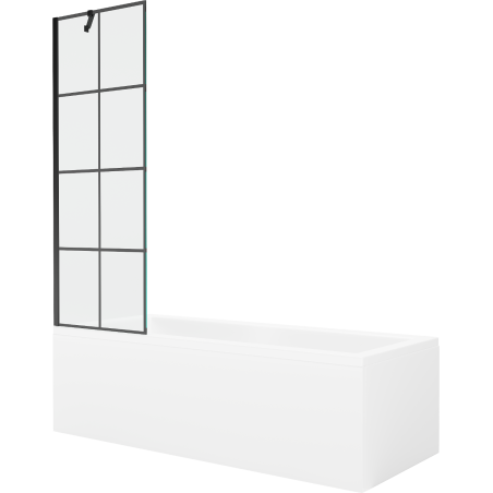 Mexen Cubik obdélníková vana 150 x 70 cm s obkladem a jednokřídlou zástěnou 60 cm, černý vzor - 550315070X9506007077