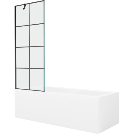 Mexen Cubik obdélníková vana 150 x 70 cm s obložením a 1-křídlovou zástěnou 70 cm, černý vzor - 550315070X9507007077