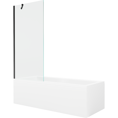 Mexen Cubik obdélníková vana 150 x 70 cm s krytem a 1-křídlovou zástěnou 80 cm, transparentní, černá