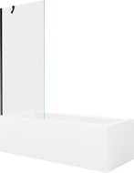 Mexen Cubik obdélníková vana 150 x 70 cm s opláštěním a 1-křídlovým paravánem 80 cm, transparentní, černý
