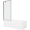 Mexen Cubik obdélníková vana 150 x 70 cm s krytem a 1-křídlovou zástěnou 80 cm, černý vzor - 550315070X9508007070