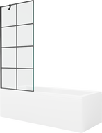 Mexen Cubik obdélníková vana 150 x 70 cm s krytem a 1dílnou zástěnou 80 cm, černý vzor - 550315070X9508007077