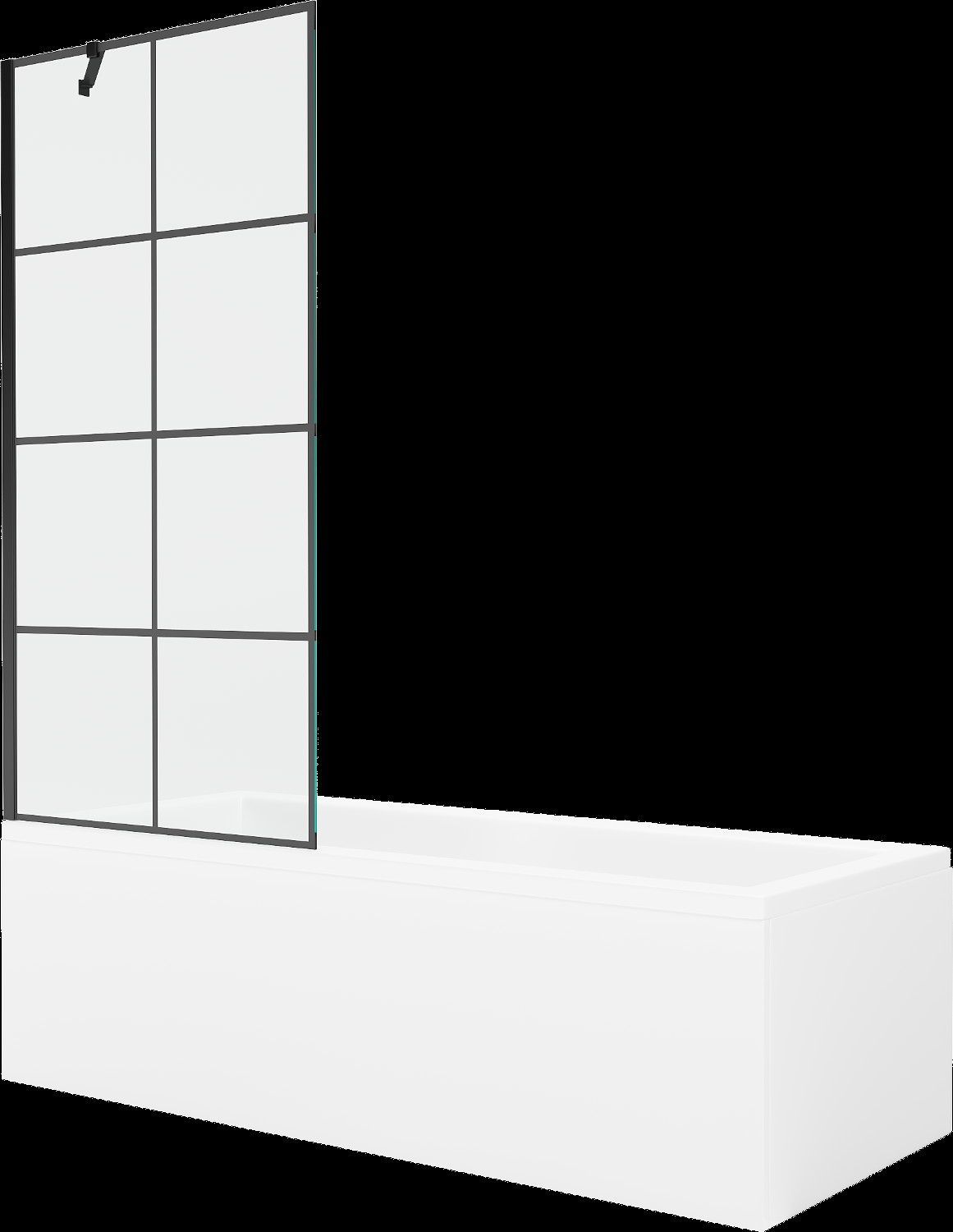 Mexen Cubik obdélníková vana 150 x 70 cm s pláštěm 1-křídlovou zástěnou 80 cm, Černý vzor - 550315070X9508007077