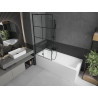Mexen Cubik obdélníková vana 150 x 70 cm s krytem a 1dílnou zástěnou 80 cm, černý vzor - 550315070X9508007077