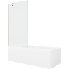 Mexen Cubik obdélníková vana 150 x 70 cm s krytem a jednokřídlou zástěnou 90 cm, transparentní, zlatá