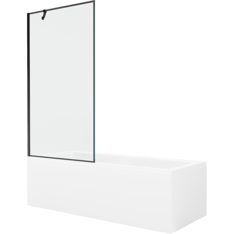 Mexen Cubik obdélníková vana 150 x 70 cm s krytem a jednokřídlou zástěnou 90 cm, černý vzor - 550315070X9509007070