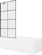 Mexen Cubik obdélníková vana 150 x 70 cm s krytem a 1-křídlovou zástěnou 90 cm, černý vzor - 550315070X9509007077
