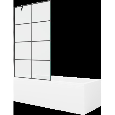 Mexen Cubik obdélníková vana 150 x 70 cm s pláštěm 1-křídlovou zástěnou 100 cm, Černý vzor - 550315070X9510007077