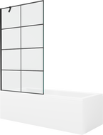 Mexen Cubik obdélníková vana 150 x 70 cm s panelem a jednokřídlou zástěnou 100 cm, černý vzor - 550315070X9510007077